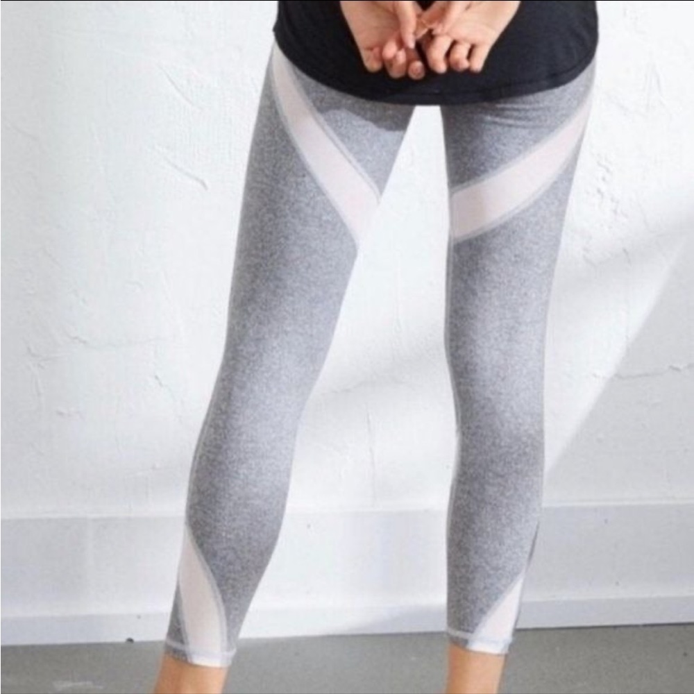 🙌🏼WOOHOO SOLD🙌🏼AERIE ‘Chill, Play, Move’ Gray Leggings W/White Mesh Size XS - Picture 1 of 6